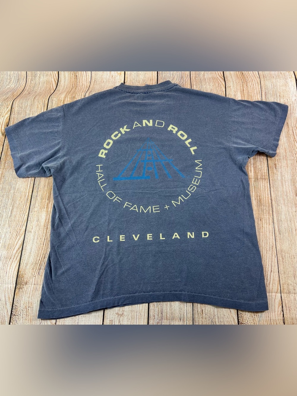Vintage 90s Rock And Roll Hall Of Fame Blue T Shirt Size Large Anvil USA